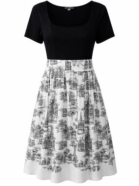 Karl Lagerfeld Paris Parisian Print Fit & Flare Dress Size 12